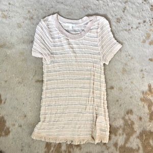 Anthropologie Knit Fringe Tee